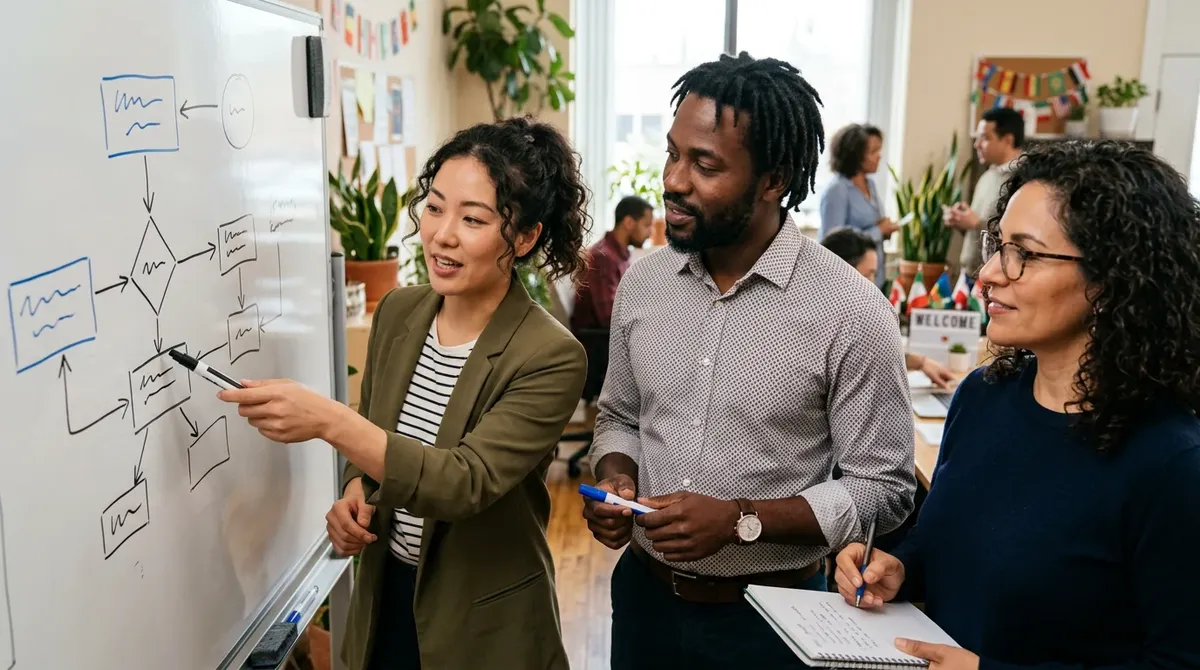 Zespół przy pracy nad materiałami edukacyjnymi o ubezpieczeniach